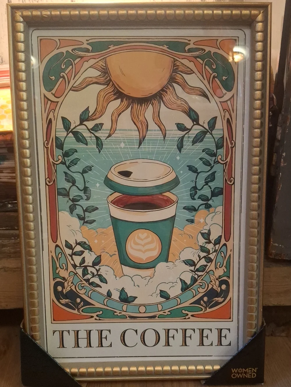 The Coffee Wall Art Print - Teal & Gold